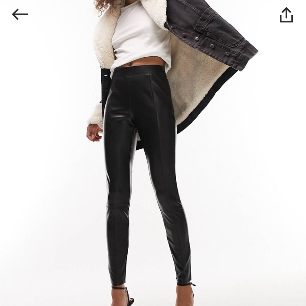 NWOT - TopShop Black Faux Leather Leggings - Size 12